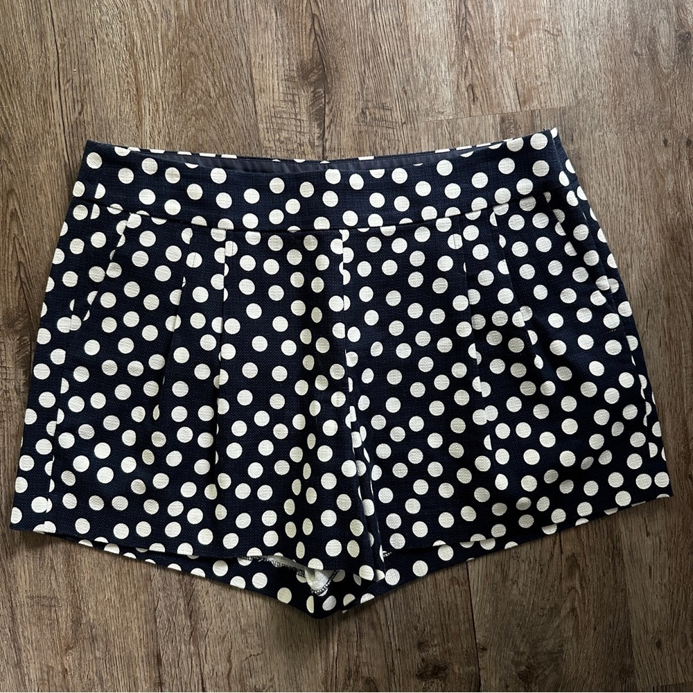 J. Crew Navy and White Polka Dot Jean Shorts